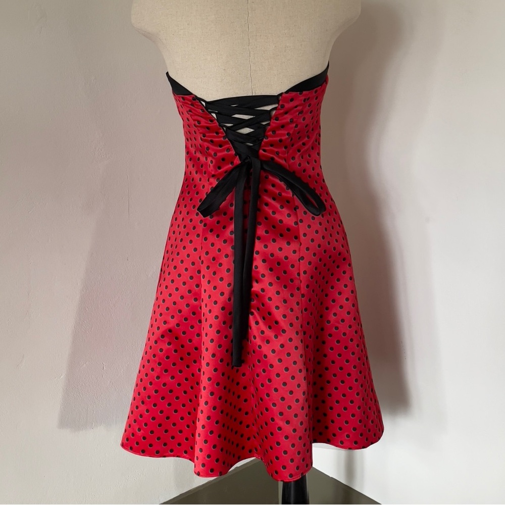 Vintage 90s Polka Dot Lace-Up Party Dress Zum Zum Niki Livas  Size 3-4 Fits: 00 - Picture 3 of 16